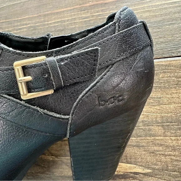 BOC Born Concepts Black Leather Block Heel Zip-Up Ankle Boots Size 9M GUC - Picture 8 of 13
